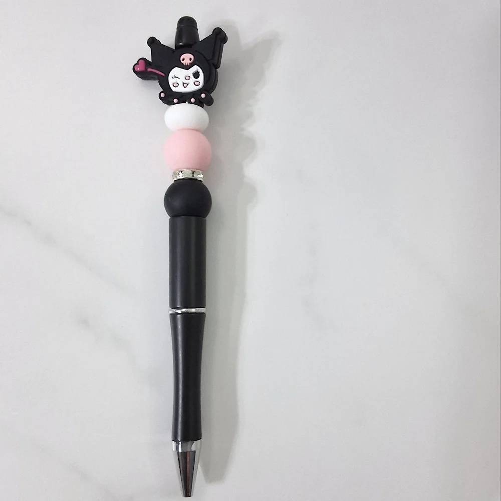Kuromi Sanrio Black Beaded Writing Pen, Black Ink Pen, NEW